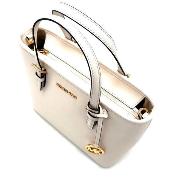 Michael Kors Jet Set Travel Extra-Small Top-Zip Tote Bag White/Gold (NWT) - Picture 7 of 12